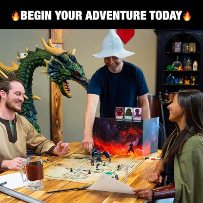 Tidyboss Dungeons and Dragons Starter Set | 3 X Double Sides 24x 36 Game Grid Mat with 50pcs Erasable Combat & Initiative Tracker | 6 Terrains Includes Dry Erase Markers, Eraser, Dice and Clips