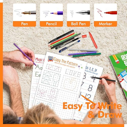 Pen Control & Tracing Activity Pad, 80 Tear-off Sheets Alphabet & Number Handwriting Practice Notepad for Kids, Letters A-Z/Numbers1-20/Patterns Tracing Workbook for Plane, Car Travel, Road Trip - style: Pen Control Activity Pad