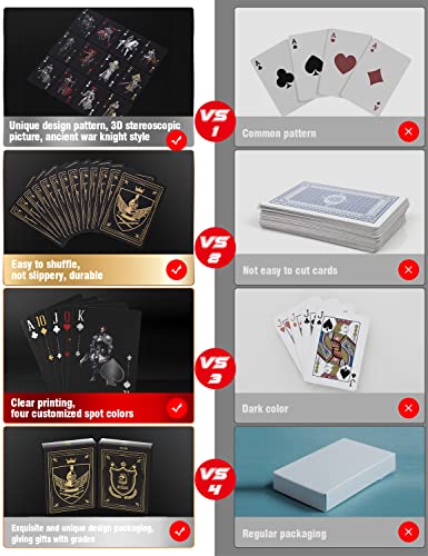 ACELION Waterproof Clear Playing Cards, Plastic Playing Cards, Deck of Cards, Gift Poker Cards (Knight) - color: Black Knight