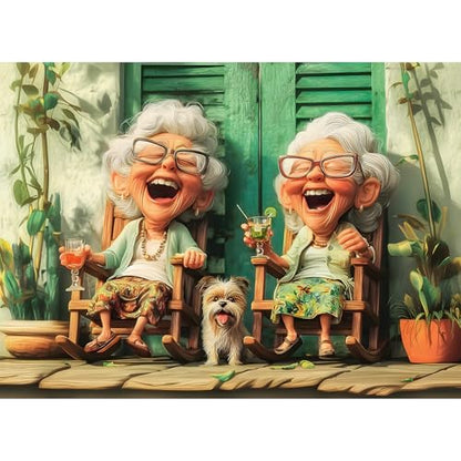 300 Piece Puzzles for Adults, Cute Funny Grandma Jigsaw Puzzles for Adult, Retro Warm Companion Scene Puzzle, Family Leisure Enthusiasts Puzzles for Friends, Activity Game Nights Gifts, 20.5×15 in - style: Retro Cute Grandma