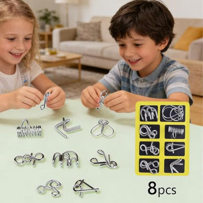 Metal Puzzle Solving,8/16/24/40Pcs 3D Interlocking Metal Wire Puzzles Set for Adults,Brain Teaser Puzzles IQ Logic Mind Games,Reverse Thinking Physics Mind Games for Party - color: 2 Set