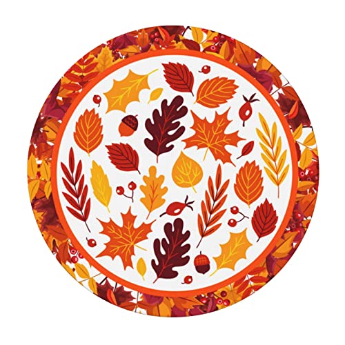 Autumn Maple Leaves Round Tablecloth Elastic Fitted Table Cover Washable Elastic Edge Tablecloths for Kitchen Dining Party Fitted Table 40-44 inch - color: Maple Leaves S, size: 40" (Round)