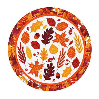 Autumn Maple Leaves Round Tablecloth Elastic Fitted Table Cover Washable Elastic Edge Tablecloths for Kitchen Dining Party Fitted Table 40-44 inch - color: Maple Leaves S, size: 40" (Round)