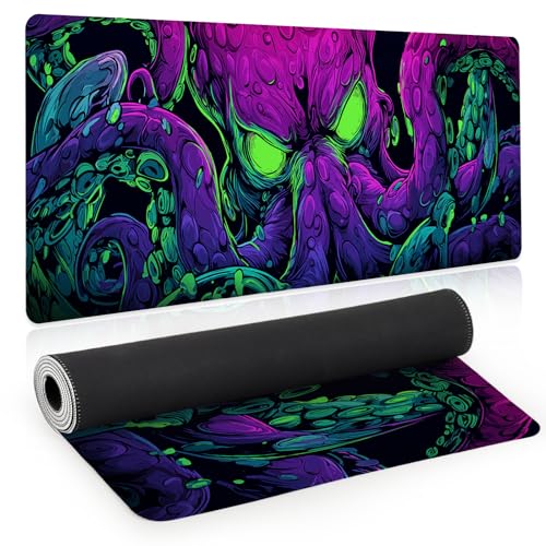 Kraken Large Gaming Mouse Pad, XL Extended Desk Mat, Big Mousepad Non-Slip Rubber Base, Laptop Pad Decor, Computer Keyboard Mat for Gamers, Office&Home, 31.5x11.8in, Dark Octopus - color: Octopus