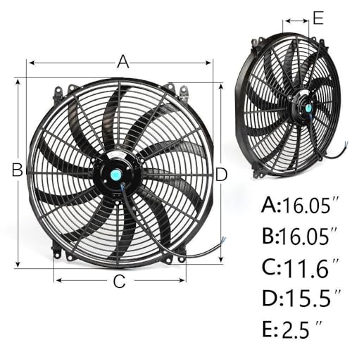 16" Universal Slim Fan 3500FCM Push Pull Electric Radiator 12V Mount Kit | Universal 16" Electric Fan,16" Cooling Fan