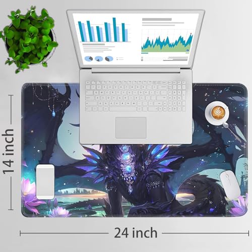 for MTG Game Playmat - 24 x 14 inches with Dices and Storage Bags, Non-Slip Base for TCG and Board Game Card Mats, Trading Card Games Mat, Enchanted Dragon Pattern Collectible Card Playmats - color: Jv-playmat-p7-1-d101