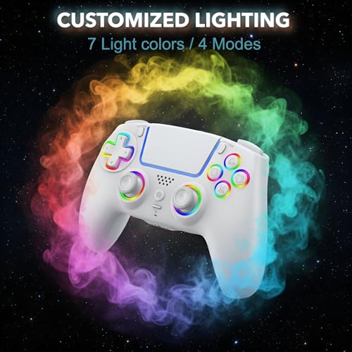 AureoPlay Wireless Controller Compatible with PS5/PS5 Slim/PS5 Pro/PC – RGB Gamepad with Hall Effect Joysticks, Dual Vibration, Six-Axis Motion Sensor, Touch Panel, Turbo & Programmable Buttons, Ergonomic Design