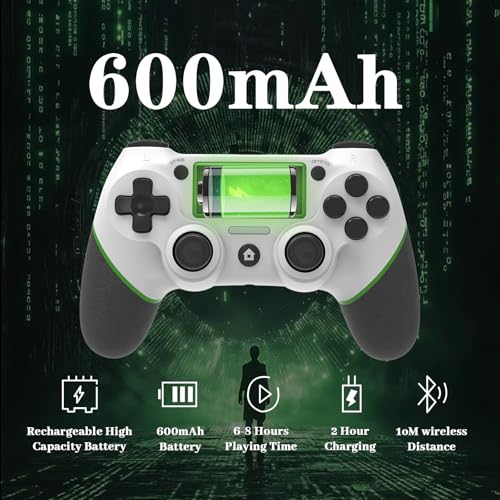 LZXWAWA Controller Compatible with PS4 Console,Wireless Controller for Ps4 Controller/Pro/Slim/PC Windows,with Built-in Speaker/Touchpad/Six-axis Motion Control/Vibration/Charging Cable,White - color: White Green