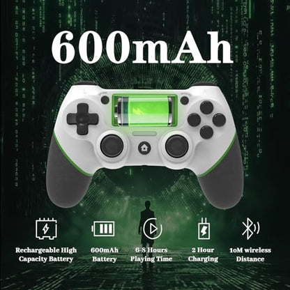 LZXWAWA Controller Compatible with PS4 Console,Wireless Controller for Ps4 Controller/Pro/Slim/PC Windows,with Built-in Speaker/Touchpad/Six-axis Motion Control/Vibration/Charging Cable,White - color: White Green