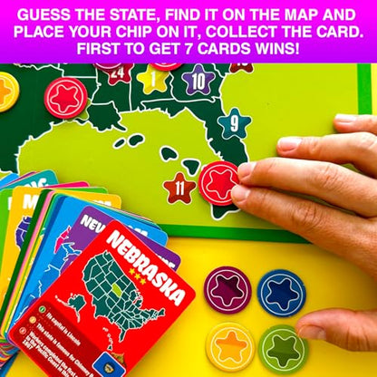 QUOKKA States of America Board Game for Kids Ages 8-12 and Families – Learn US States, Capitals, Landmarks & Fun Facts – Trivia Game with 50 Cards & Map Board – Educational Game for Classrooms or Home - color: 6. Usa Board Game