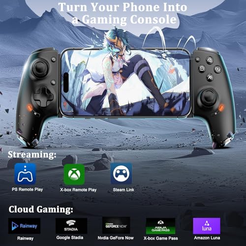 Megadream Phone Controller for iPhone 17/iPhone 16/iPhone 15/Android USB C Mobile Gaming Controller with 3.5mm Audio Jack, Remote Player Gamepad for PS5/PS4/Xbox/PC, Cloud Game, Plug and Play, Hall Joysticks/Hall Trigger, 2 Mappable Buttons - color: Black