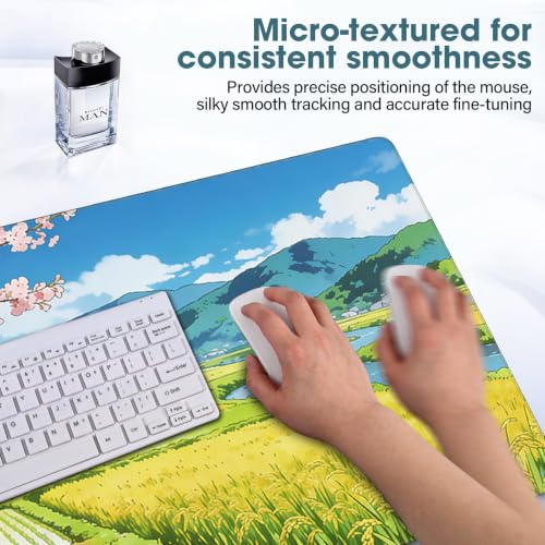 Large Desk Pad 31.5x15.7 Inch - Extended XXL Mouse Pad, Farmland | Stitched Edges Non Slip Rubber Base Waterproof for Office and Gaming - color: Farmland, size: 31.5" x 15.7"