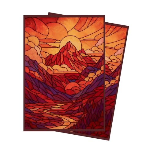 Stained Glass Red Mana - MTG Card Sleeves, 104ct, Standard Size | Perfect for Double Sleeving, Smudge Resistant Matte Back, Standard 66x92mm - Compatible with Magic The Gathering & TCG Cards - color: Red Mana