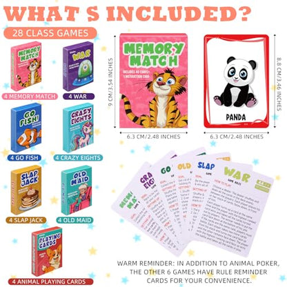 Zubebe 56 Pack Kids Card Games Gifts Bulk Classic Playing Card Game Set for Kids Includes Go Fish, Old Maid, Crazy Eights, Memory Match, Slap Jack, Playing Toy for Party Favors (Classic) - style: Classic