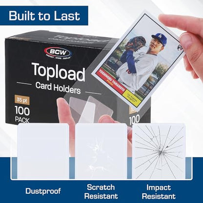 BCW 3x4 Standard Topload Card Holders | 200 Pack | Top Loaders for Cards | Rigid Card Protector | Fits Standard Size Cards Up to 35pt - size: 200 Pack