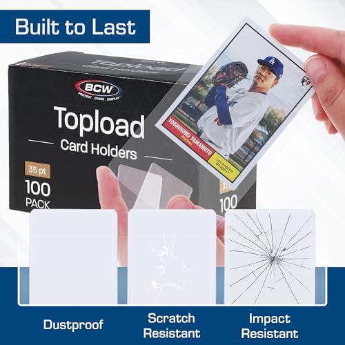 BCW 3x4 Standard Topload Card Holders | 100 Pack | Top Loaders for Cards | Rigid Card Protector | Fits Standard Size Cards Up to 35pt - size: 100 Pack