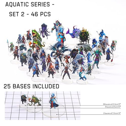 DND Miniature Coastal Swamp & Underwater Campaign Starter Set | Dungeons and Dragons, D&D 5E Pathfinder Compatible, Flat Acrylic Figure, TTRPG Tabletop RPG Game Accessory, DM Gift - style: 2d-mini-CoastalB