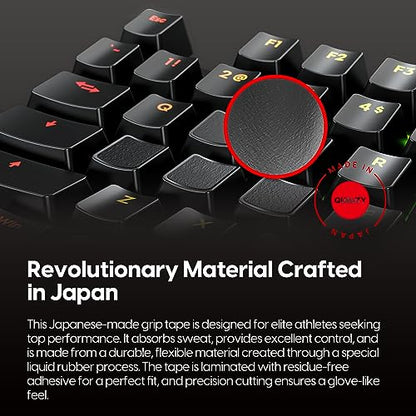 Pulsar Gaming Gears SUPERGRIP Pre-Cut Keyboard Griptape Pre-Laminated Sweat Absorbing High Performance Universal Anti Slip Mouse Keycap Grip Tape Ultra-Thin 0.5mm (0.02in) - style: Pre-Cut Keyboard