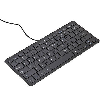 iKKEGOL USB Mini Slim Wired 78 Key Small Super Thin Compact Keyboard for Desktop Laptop PC Win 7 Mac (Black) - color: Black