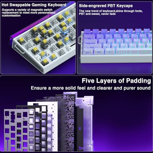 AULA Hero 68 HE 60% Gaming Keyboard Wired, Hall Effect Magnetic Switch Keyboard with Adjustable Actuation, Fast Trigger Mode, 8K Hz Polling Rate, 0.125ms Latency,Side Printed PBT Keycaps, RGB Backlit - color: Purple