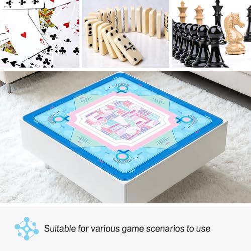 KUNTE Mahjong Mat, Blue, 32"x32" | Non-Slip, Quiet, Waterproof, Foldable, American Mahjong - color: Sweet Town