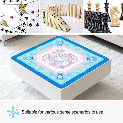 KUNTE Mahjong Mat, Blue, 32"x32" | Non-Slip, Quiet, Waterproof, Foldable, American Mahjong - color: Sweet Town