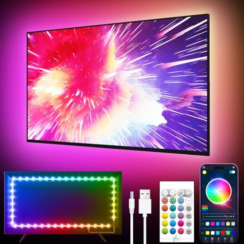 GIPOYENT LED Lights for TV, 18FT TV LED Backlight, for 40-75 Inch TV, Music Sync TV LED Light with Bluetooth Function - RGB Color Changing Light Strip for Bedroom (18ft) - size: 18FT for 50"-80"TV