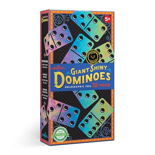 eeBoo: Giant Shiny Holographic Foil Dominoes, Matching, Counting, and Concentration Skills are Learned with This Classic Game for The Whole Family, Perfect for Ages 5 and up