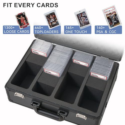 Graded Card Storage Box – Aluminum Alloy Trading Cards Storage Box with Combination Lock - Holds 140+ Graded Cards, Sports Card Case, Fits PSA, CSG, BGS (Black) - color: Black