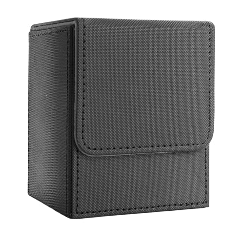 MTG Card Deck Box For Commander Deck Box With 2 Dividers, Card Storage Box Fits 100+ Single Sleeved Cards, PU Leather Strong Magnet Card Deck Case Holder for Magic Yugioh TCG (Black) - color: Black