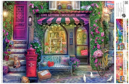 Buffalo Games - Love Letters Chocolate Shoppe - 1000 Piece Puzzle | Made in USA, Recycled Board, Finished Size 26.75 x 19.75 in, Includes Poster, Giftable, Frameable Art