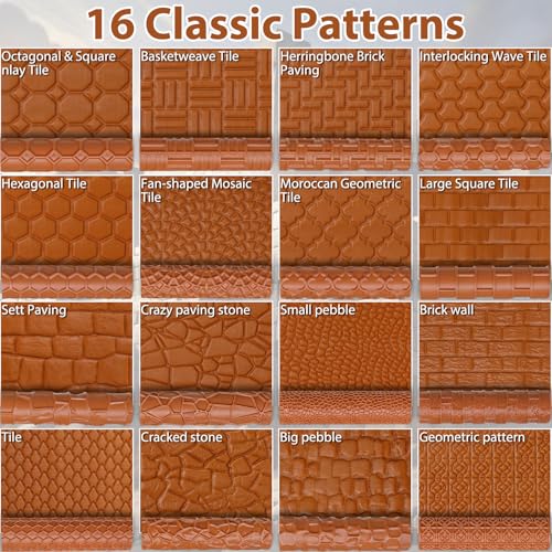 Leriton 17 Pcs Clay Texture Roller Set with Handle, 8-Pattern 3D-Printed Miniature Texture Rollers for Clay, Miniatures, Tabletop, Pottery (Terrain) - style: Terrain