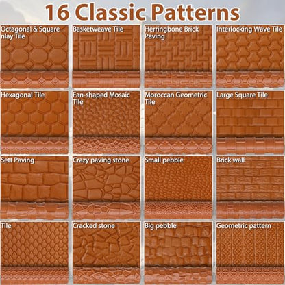 Leriton 17 Pcs Clay Texture Roller Set with Handle, 8-Pattern 3D-Printed Miniature Texture Rollers for Clay, Miniatures, Tabletop, Pottery (Terrain) - style: Terrain