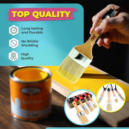 Modern Art Supplies Chalk Paint Brush Set - 4 Pcs for Furniture Painting | Includes 3 small wax brushes and 1 large bristle brush compatible with Annie Sloan and Fusion Mineral Paint