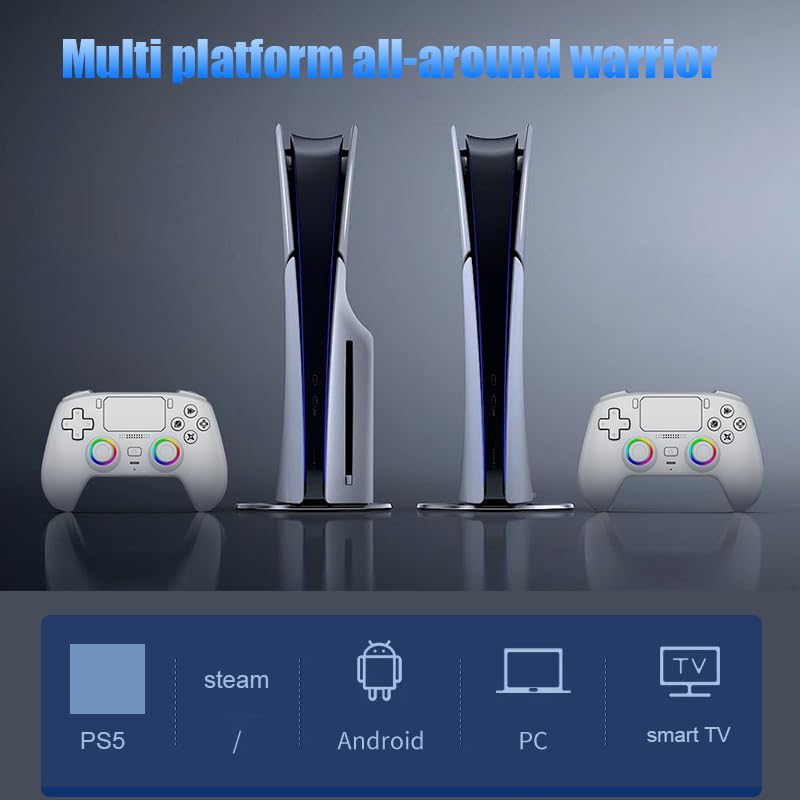 Wireless Pro Controller For PS5/PC/MAC/iOS/Android/Steam Deck, Gamepad with RGB Lights/Hall Effect Joystick Trigger/Vibration/switchable microphone/Programmable/Headset Jack/Touchpad/Replaceable Magnetic Panel (Black) - color: Black