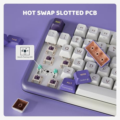KZZI Z98 Wireless Mechanical Keyboard, Smart Display & Knob, BT5.0/2.4GHz/USB-C, Hot Swappable Custom Keyboard, Pre-lubed Linear Switches, Gasket Mount, RGB Creamy Gaming Keyboard - color: Purple, size: Linear Rain Switch