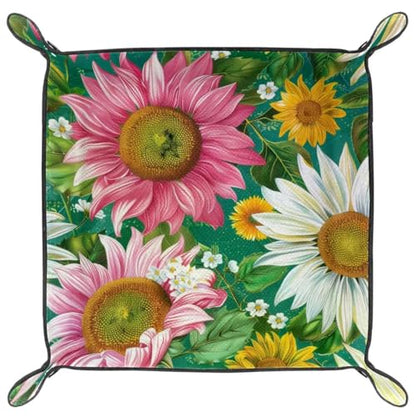 Sunflowers Dice Tray Dice Rolling Tray Folding Dice Holder for Dice Games, Like RPG, DND and Other Table Games - color: Multi 18