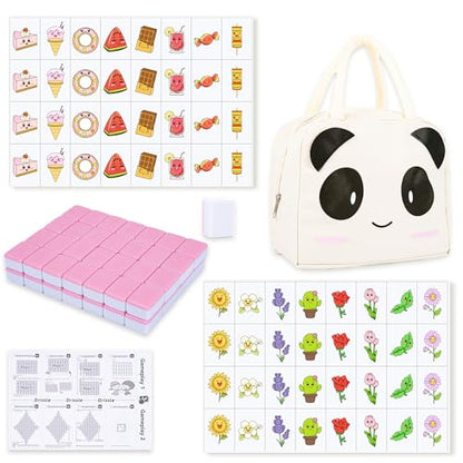 drizzle 65 Tiles Seaside Escape Blocks 30mm - Instruction Manual Panda Bag - Donuts and Plants - color: Food + Flower, size: 65 Tiles