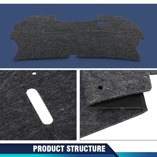 PIT66 Under Hood Insulation Pad Fit Ford F150 Truck 1992-1996 | Fit Ford F250 F350 1992-1997 w/Clips - style: 1992-1996 Ford F150