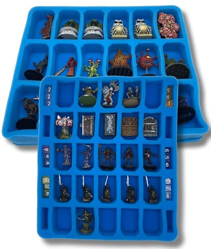 Gargoyle - Miniature Storage Case – 2X 25 and 2X 18 Foam Slot Trays Miniature Carrying Case - Miniatures Carrying Case with Handle - Miniature Case for 50mm Bases - Perfect for Scenery and Monsters - style: 40mm & 50mm Bases