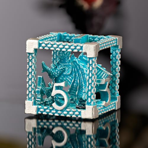 D&D Hollow Metal Blue White Dragons Polyhedral Dice Set,Dungeons and Dragons Gifts Dice for RPG and Tabletop Games(Blue White Dragon) - color: Blue White Dragon