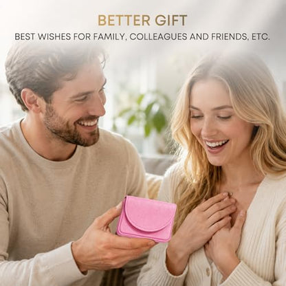 Business Card Holder，PU Leather Business Card Case for Purse，Pocket Travel Name Card Case Holder Wallet for Men Gift，Portable Magnetic Business Card Carrier Pink - color: Pink