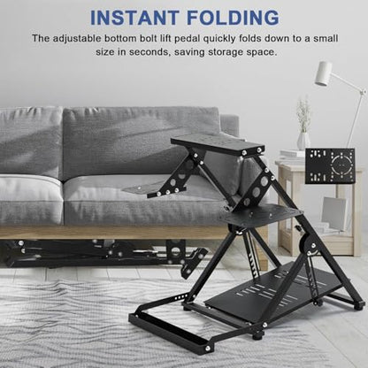 Anman Foldable Flight Simulation Cockpit 3.0 with Fixed Slot Fit for Logitech/Thrustmaster/Hotas Warthog/Fanatec,Electronics Adjustable Fight Sim Mount Pedals, Steering Wheel Not Included