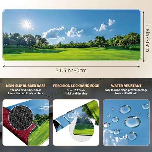 Galdas Gaming Mouse Pad XXL XL Large Long Extended Big Mousepad Non-Slip Rubber Keyboard Mouse Pad with Stitched Edges for Laptop Home Office (31.5x11.8x0.08 Inch) … (Grass) - color: Grass