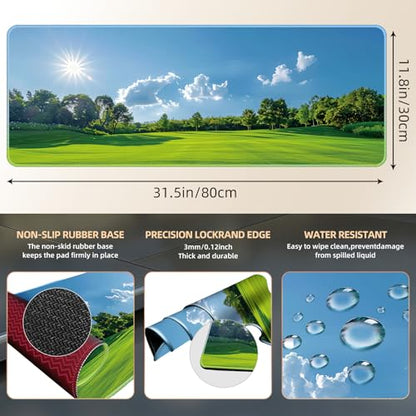 Galdas Gaming Mouse Pad XXL XL Large Long Extended Big Mousepad Non-Slip Rubber Keyboard Mouse Pad with Stitched Edges for Laptop Home Office (31.5x11.8x0.08 Inch) … (Grass) - color: Grass