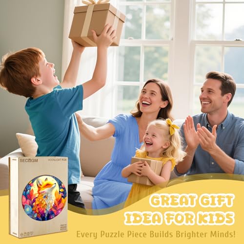 Animal Wooden Puzzles for Kids - Red Fox (11.4 * 11.4 in) | 50 Piece Puzzles for Kids Ages 6-8, Kids Puzzles with Unique Animal Shapes, Round Gift for Girls and Boys - color: Red Fox