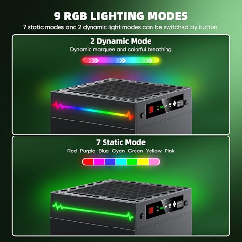 Auto Cooling Fan for Xbox Series X with LED Temperature Display&9 RGB Light | Smart Thermally-Adjustable Cooling System for Xbox Series X, 9 Lighting Modes, Cooler&Light Switch, Headset Hook, USB Port