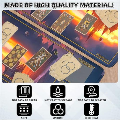 MTG Playmat with Zones Stitched Edges, 24 x 14 inches Castle MTG Mat for MTG Trading Card Game Playmats Smooth Surface Battle Game Rubber Collection - color: Fire Cloud With Zones