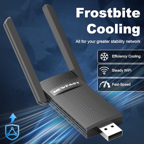 NEWFAST AC1300 USB WiFi Adapter for Desktop PC U327, 2.4G/5G Dual Band Wireless Network Transceiver Adapter with Dual Antennas, Wireless WiFi Adapter Dongle Compatible Windows 8/8.1/10/11