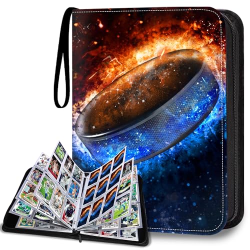 900 Pockets Hockey Card Binder, Hockey Trading Cards Display Case with Card Sleeves Card Holder Protectors Set for Sports Cards, Baseball Football Basketball Cards, Game Cards Collector Album - color: Hockey Card Binder 900, size: 900 Cards